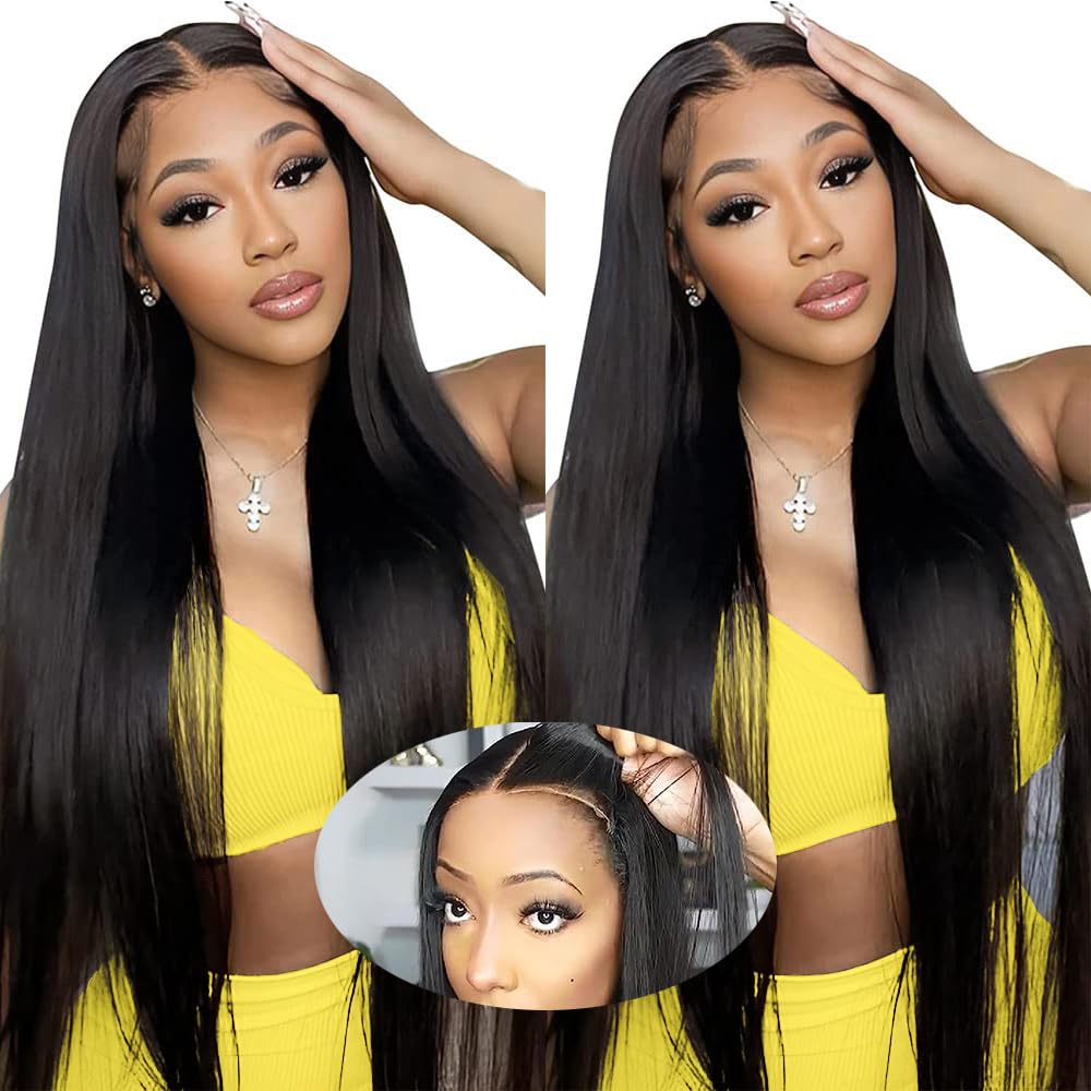 Wear and Go Glueless Wigs Human Hair Pre Plucked Pre Cut 5x5 HD Lace Closure Wigs Human Hair Straight Lace Front Wigs Human Hair for Women 180% Density 3 Seconds to Wear for Beginners 26 Inch